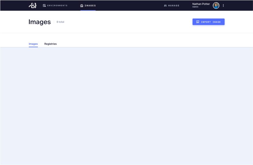 List of images in coder dashboard