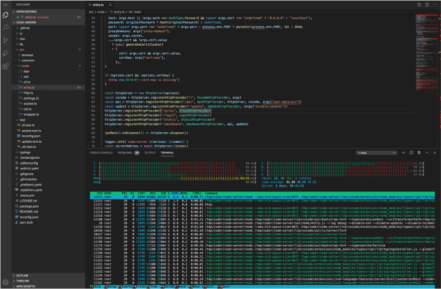 Code server editor